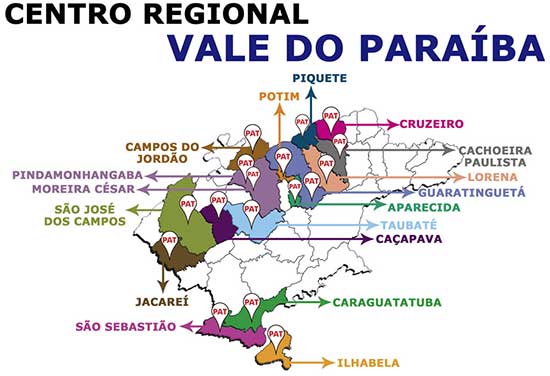 Mapa Pats na região de Vale do Paraíba